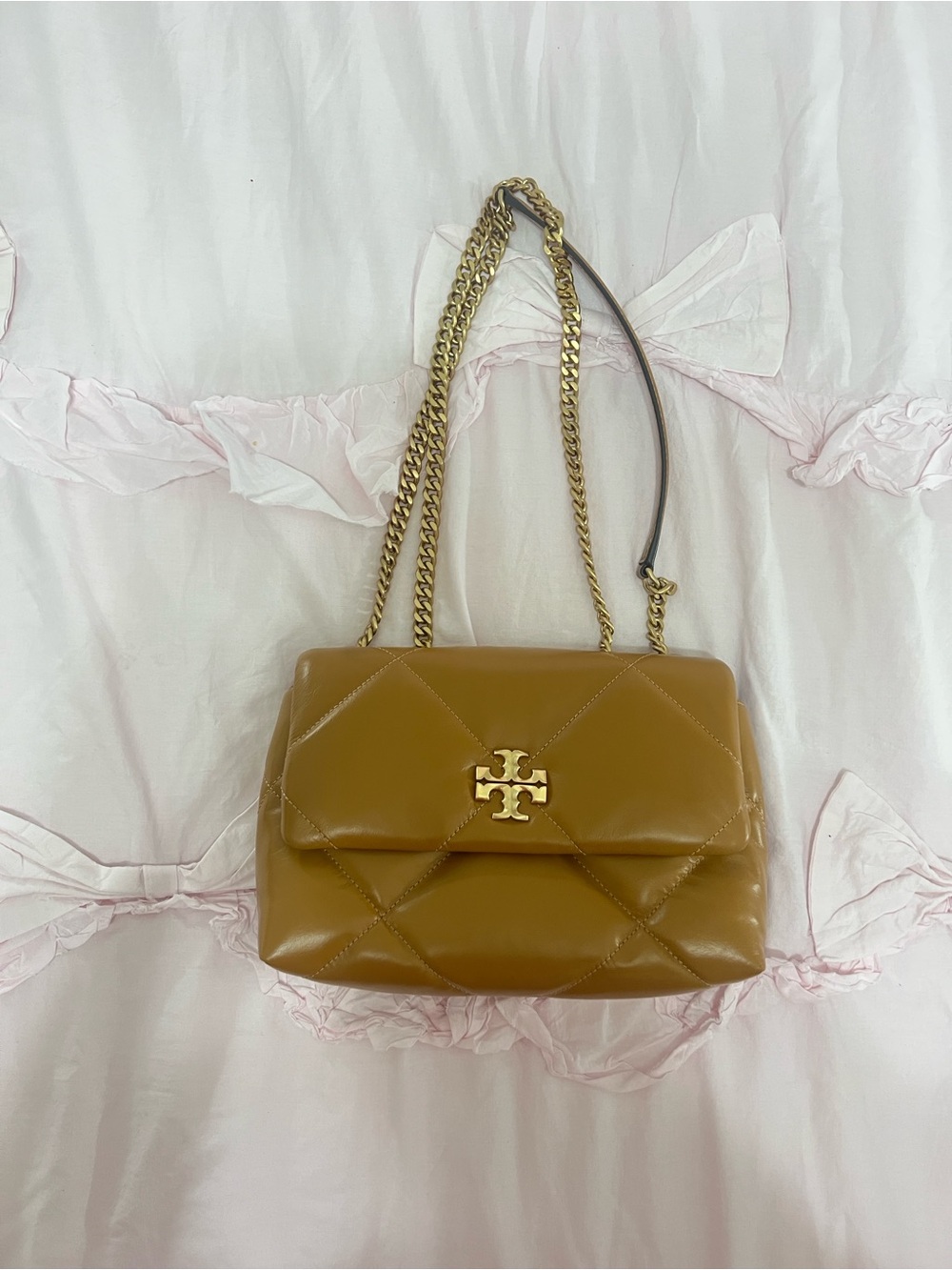 Tory Burch brown Quilted Chain Shoulder Bag